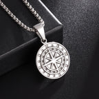 Vegvisir Nordic Rune Compass Pendant Necklace — Zinc Alloy