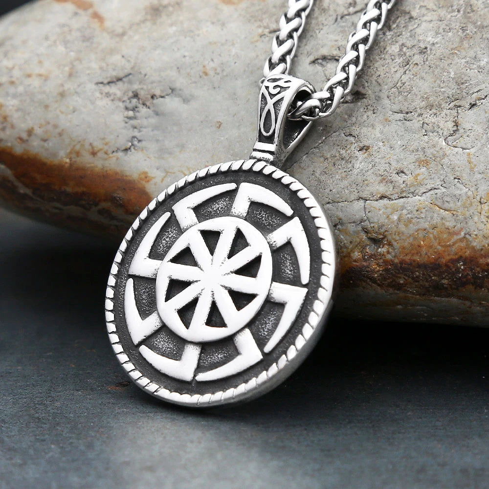 Slavic Kolovrat Pendant Necklace — Stainless Steel