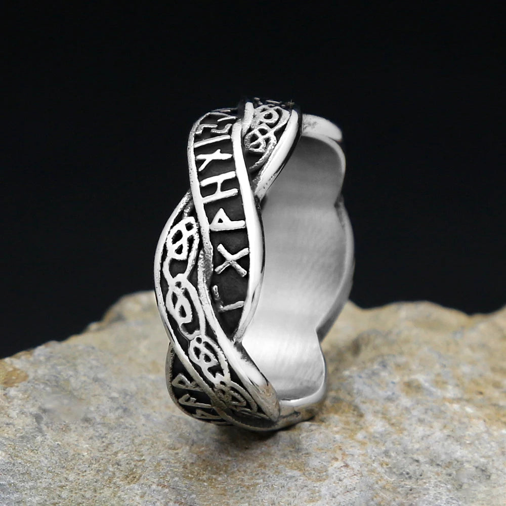 Odin Steel Ring Viking Letter Nordic Runes Punk