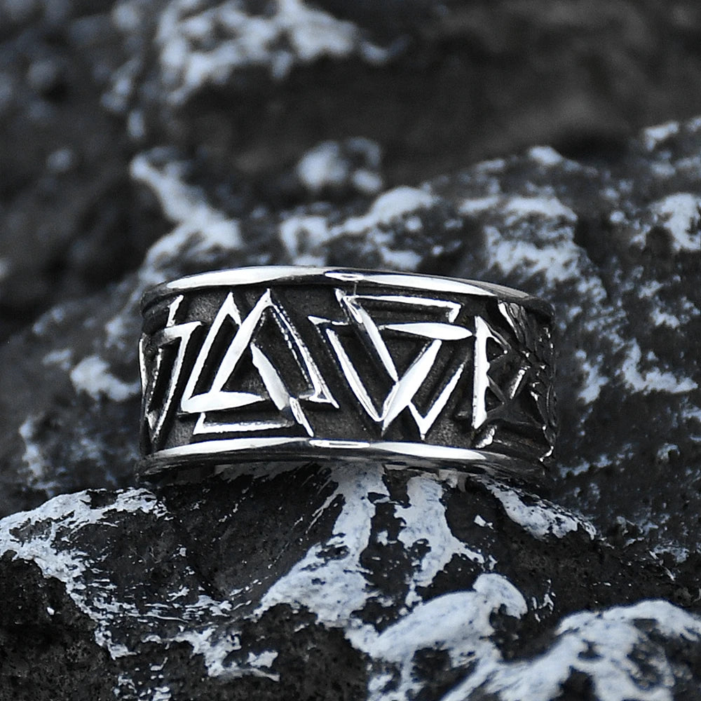 Viking Raven Valknut Amulet Ring — Stainless Steel
