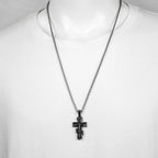 Vintage Stainless Steel Jesus Cross Pendant Necklace Men Biker Amulet Cross Orthodox Chain Necklace Jewelry Gift
