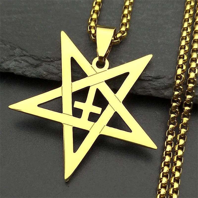 Gothic Inverted Pentacle Cross Pendant — SS