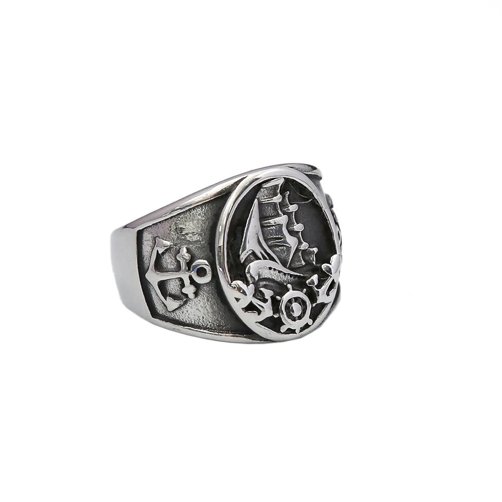 Pirate Compass Ring — Stainless Steel