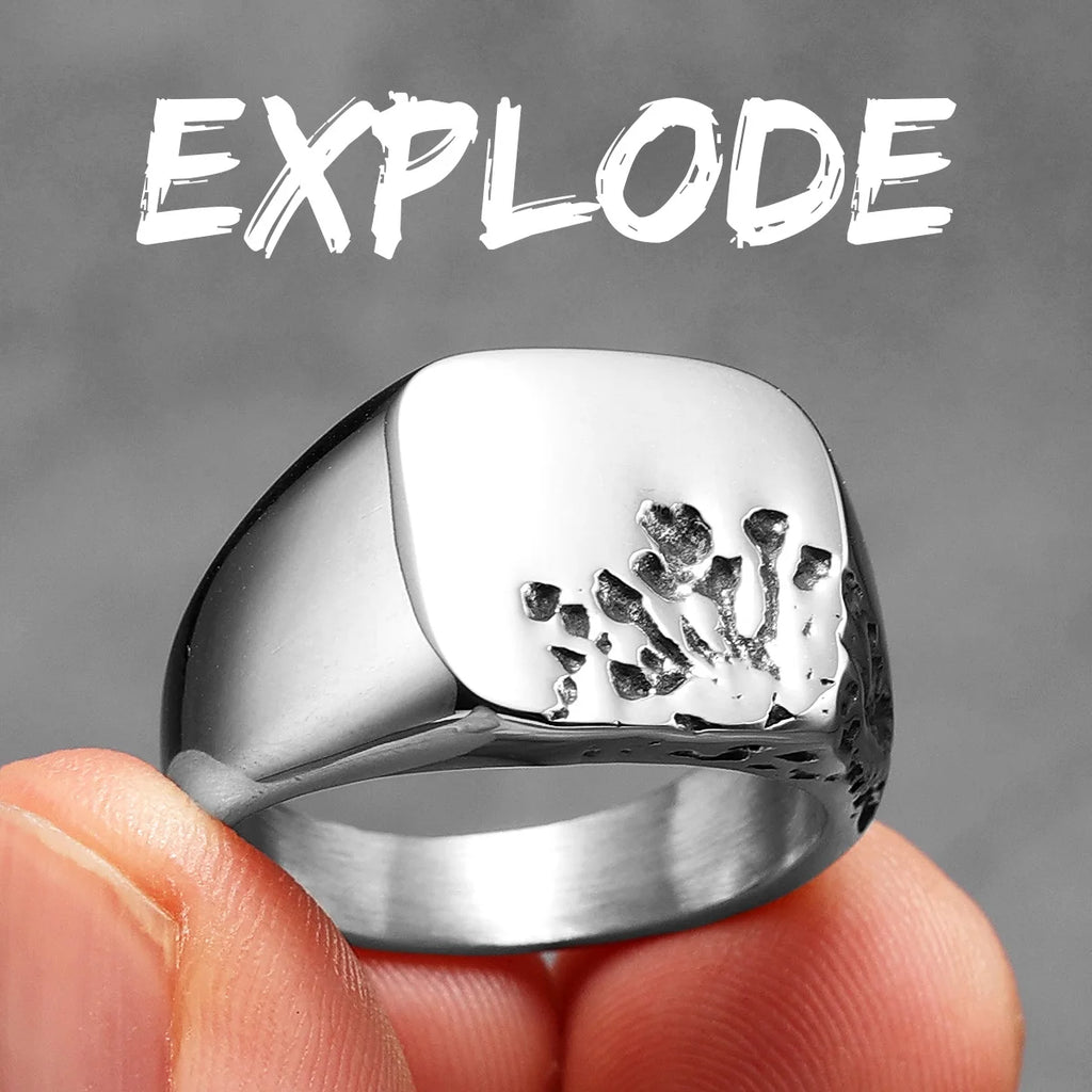 Stainless Steel Statement Ring Retro Burst