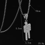 Tilt Head Person Zircon Pendant — Stainless Steel