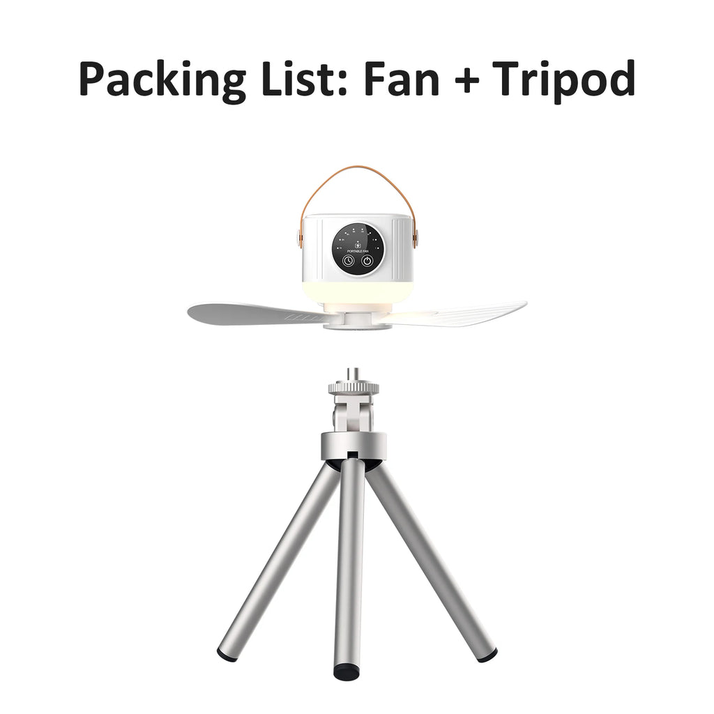 Portable Ceiling Fan, 4 Speeds, LED Display, 3-Level Night Light, 1-8H Timer, 3600mAh, Remote Control, Quiet USB Fan
