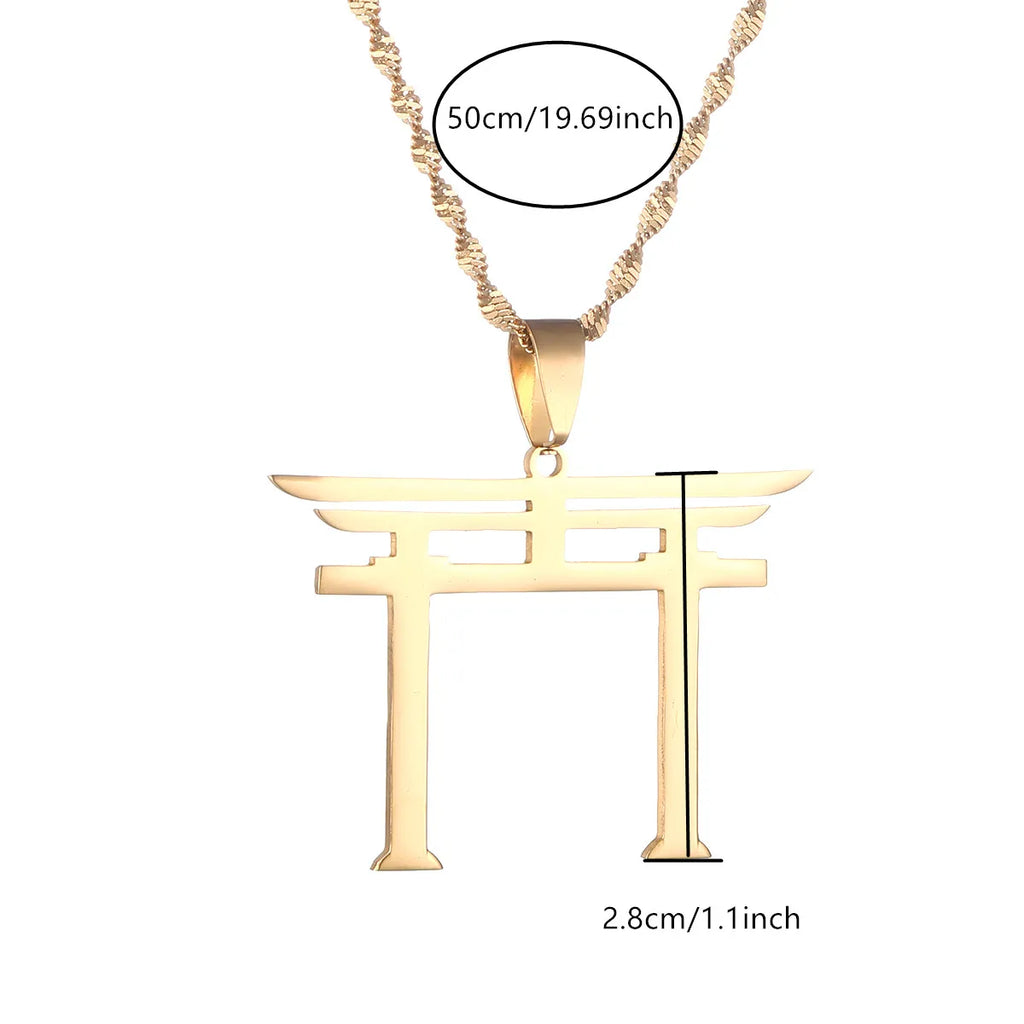 Shinto Symbol Pendant Necklace — Stainless Steel