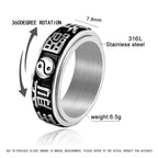 Rotating Yin Yang Ring — Chinese Nine-Character Mantra Amulet