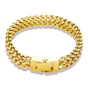 Hip Hop Stainless Steel Chunky Heavy Gold Color Bracelet Thick Texture Link Chain Rock Bracelet for Men Women