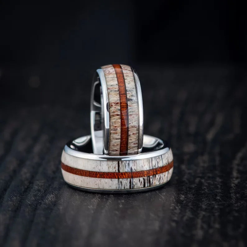 Red Personalized Couple Tungsten Carbide Ring with Spider Pattern Dome Edge,Comfortable Fit, Fashionable Daily Item,Wedding Ring