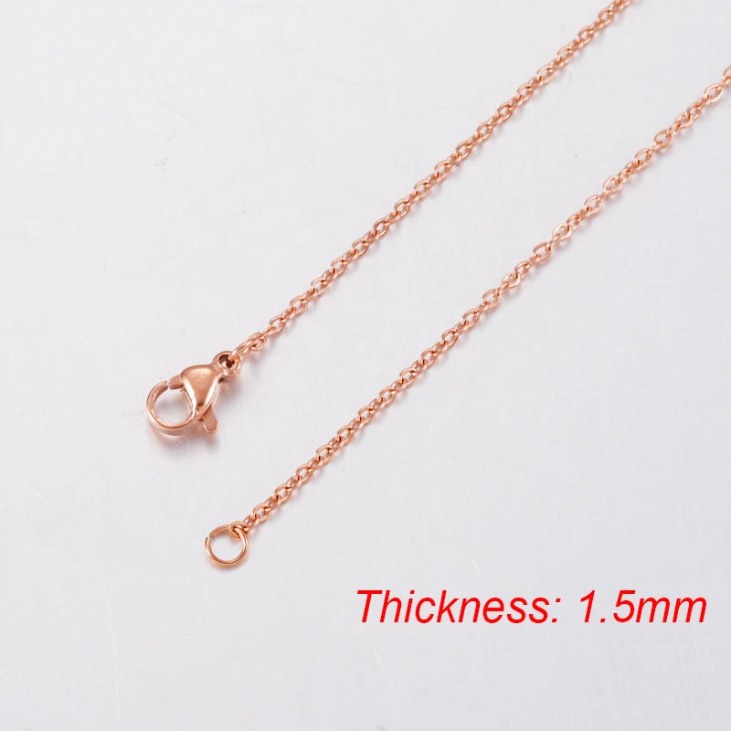Fnixtar 10Pcs Chain Necklaces 40/45/50/55/60cm Stainless Steel Flat Cable Chain 1/1.5/2mm DIY Jewelry Accessories