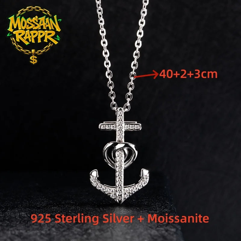 Iced Out Anchor Pendant — 925 Silver