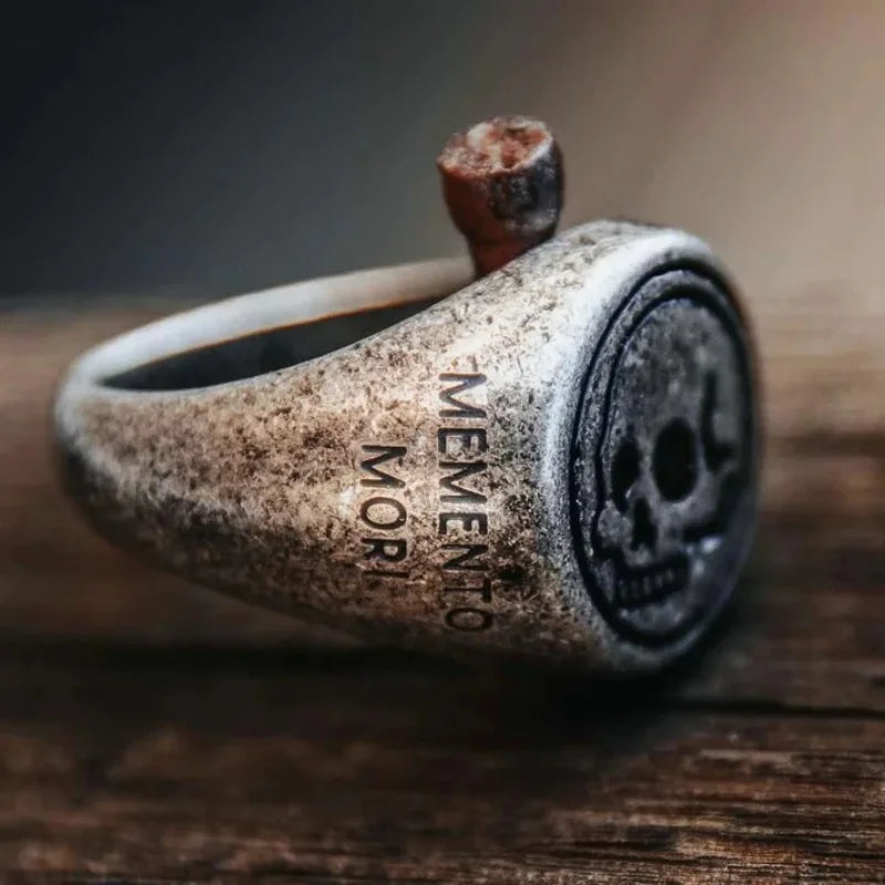 Memento Mori Ring — Stainless Steel Silver