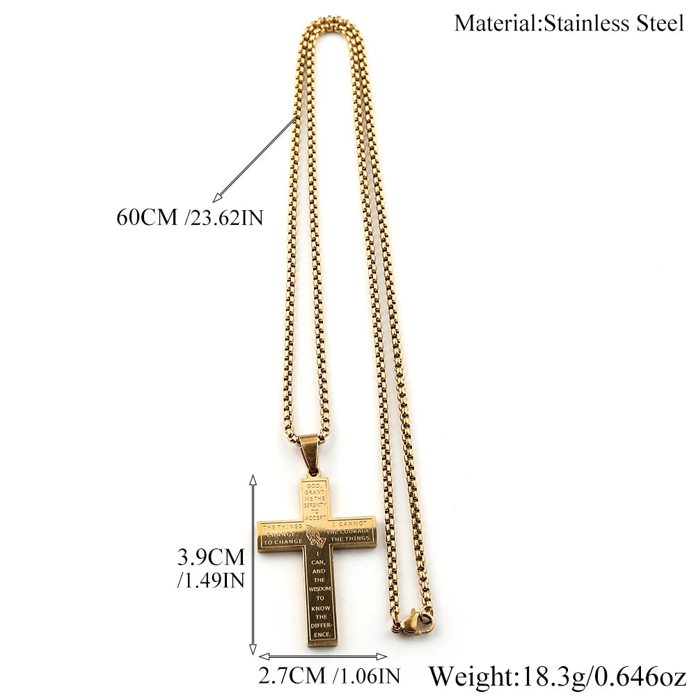 Jesus Cross Praying Hand Pendant — Gold