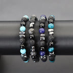 Stone Bead Strand Bracelet for Men — Blue, Black & Brown Options