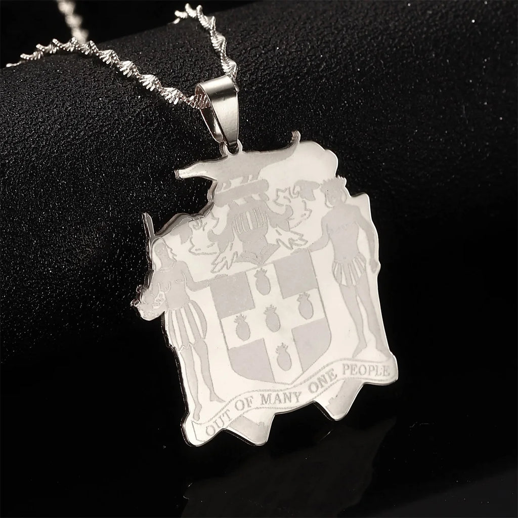 Jamaica Map Pendant Necklace — Stainless Steel