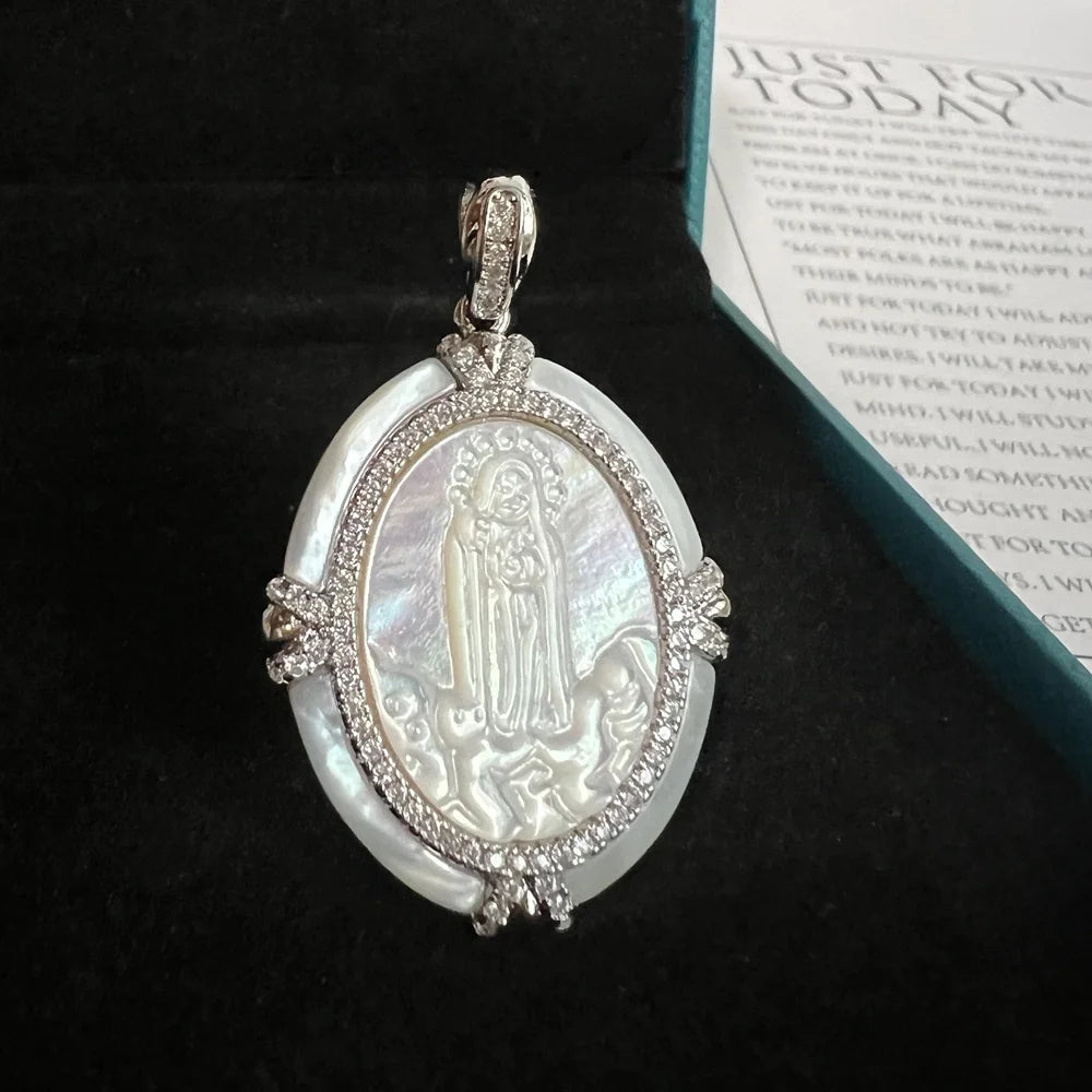 Virgin Mary Silver Pendant Necklace