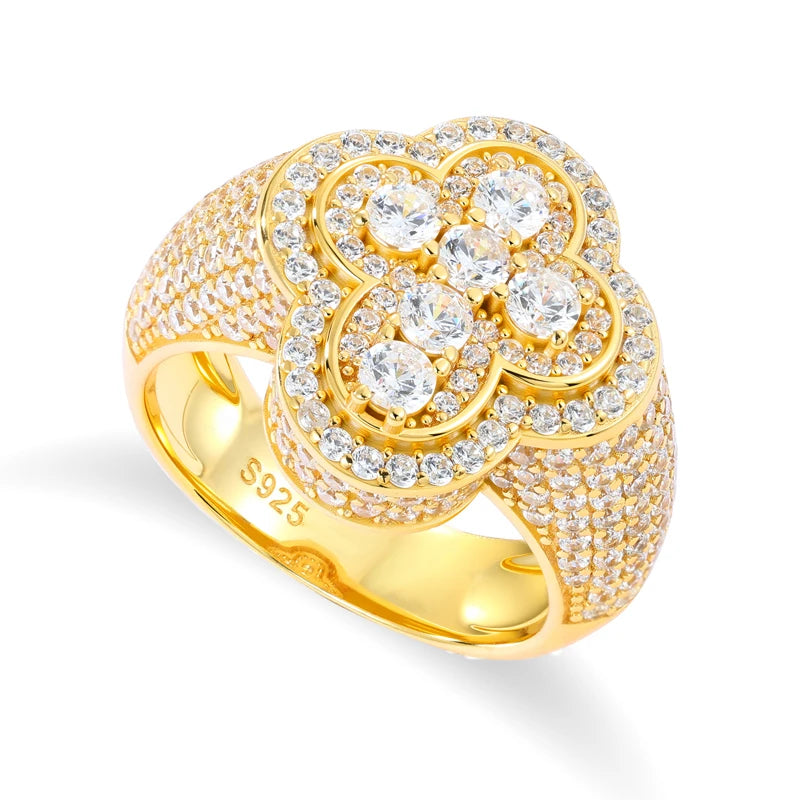 TUHE Unisex Silver Cross Ring Moissanite Stone Iced Out Couple Rings for Women Men Hip Hop Gifts