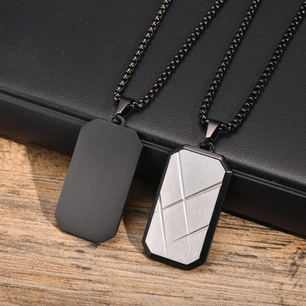 Dog Tag Pendant Necklace — Stainless Steel