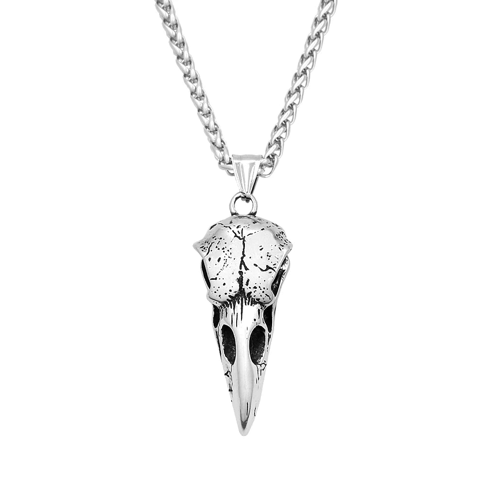 Crow Skull Pendant Necklace — Stainless Steel