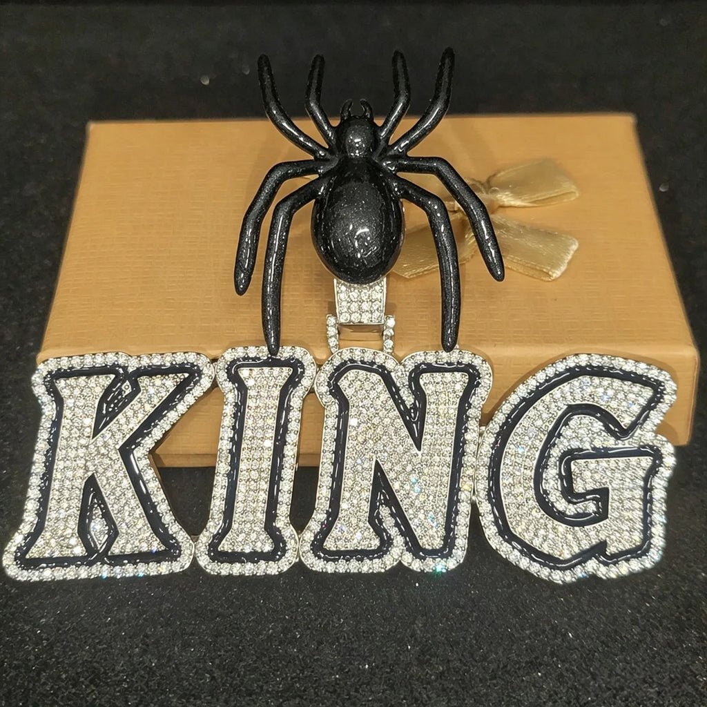 Custom Personalized Spider Clasp Name Pendant With 20MM Cuban Chain New Two-Color Letter Necklace Engraved Word On A Sturdy Back