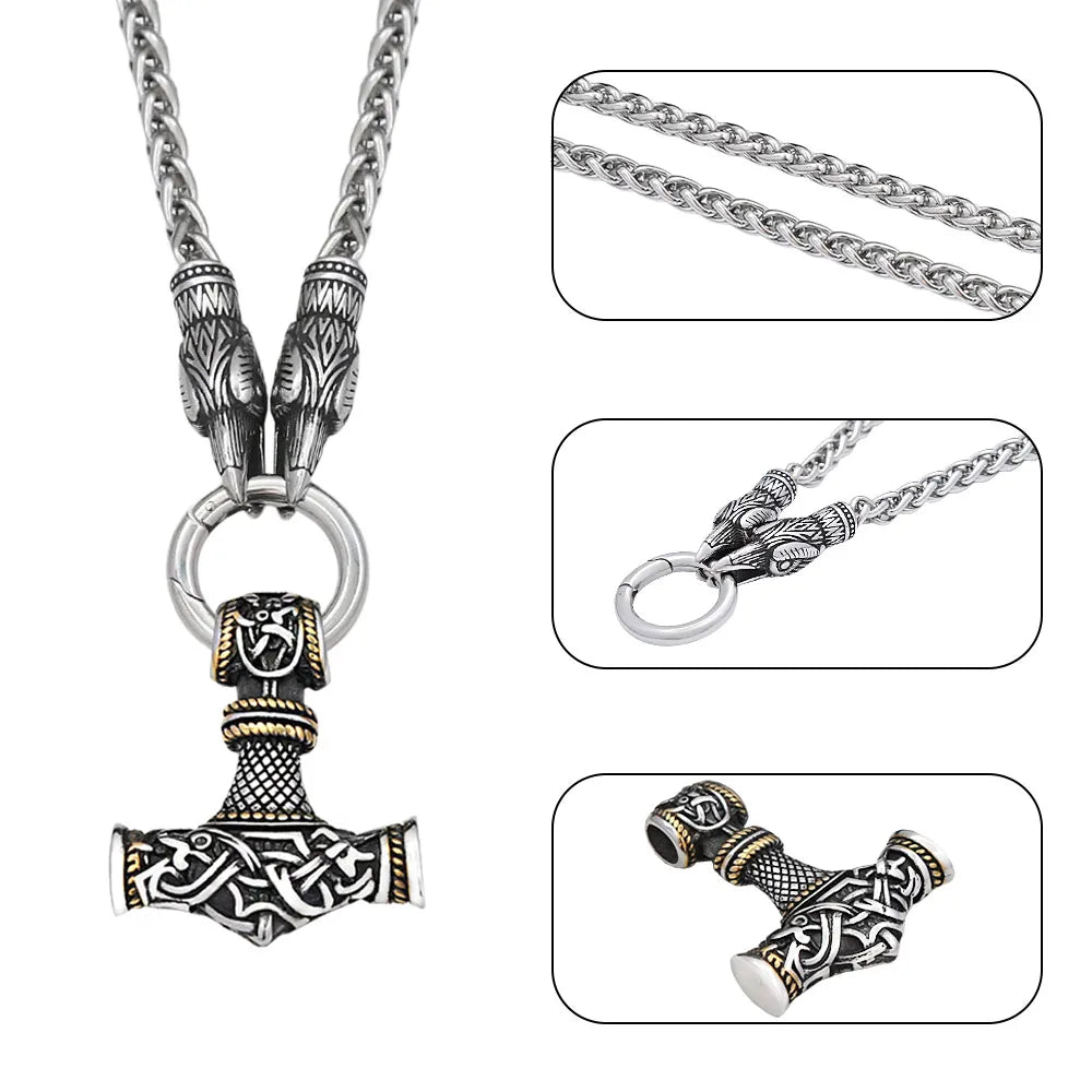 Mjölnir Thor's Hammer Pendant Necklace — Stainless Steel