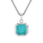Natural Stone Geometric Pendant — Stainless