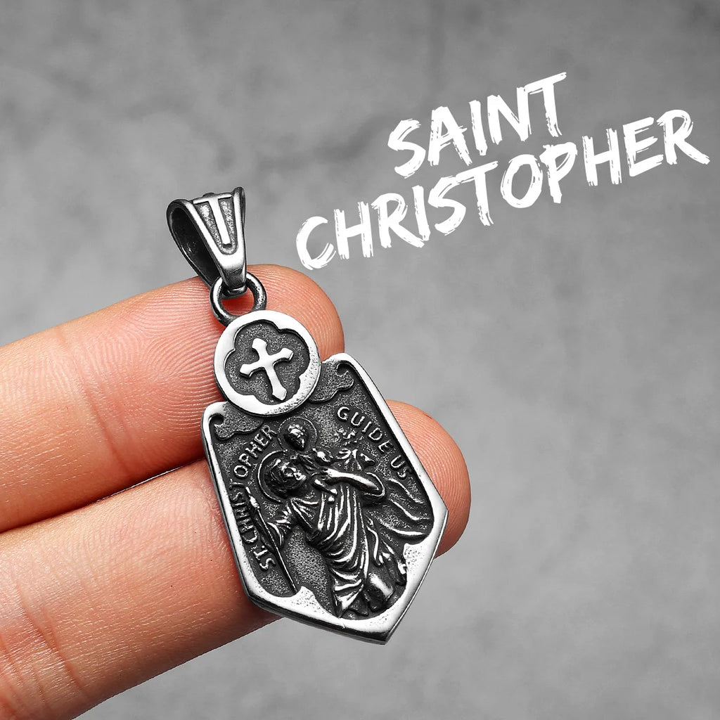 Cross Shield Pendant — Stainless Steel
