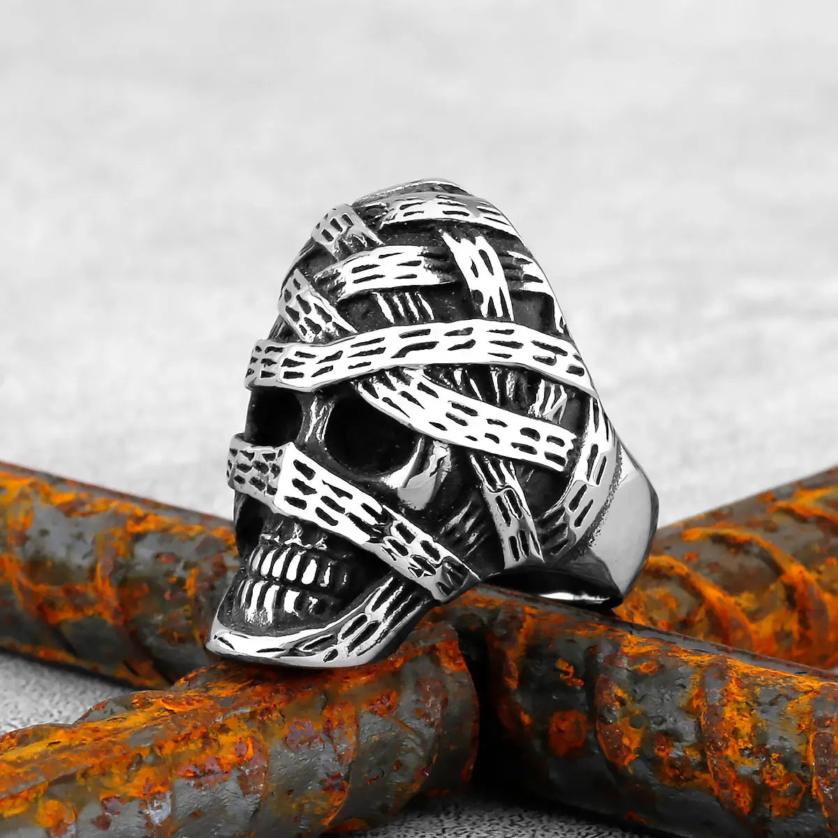 High Polish Heavy Skull Ring — Two-Tone