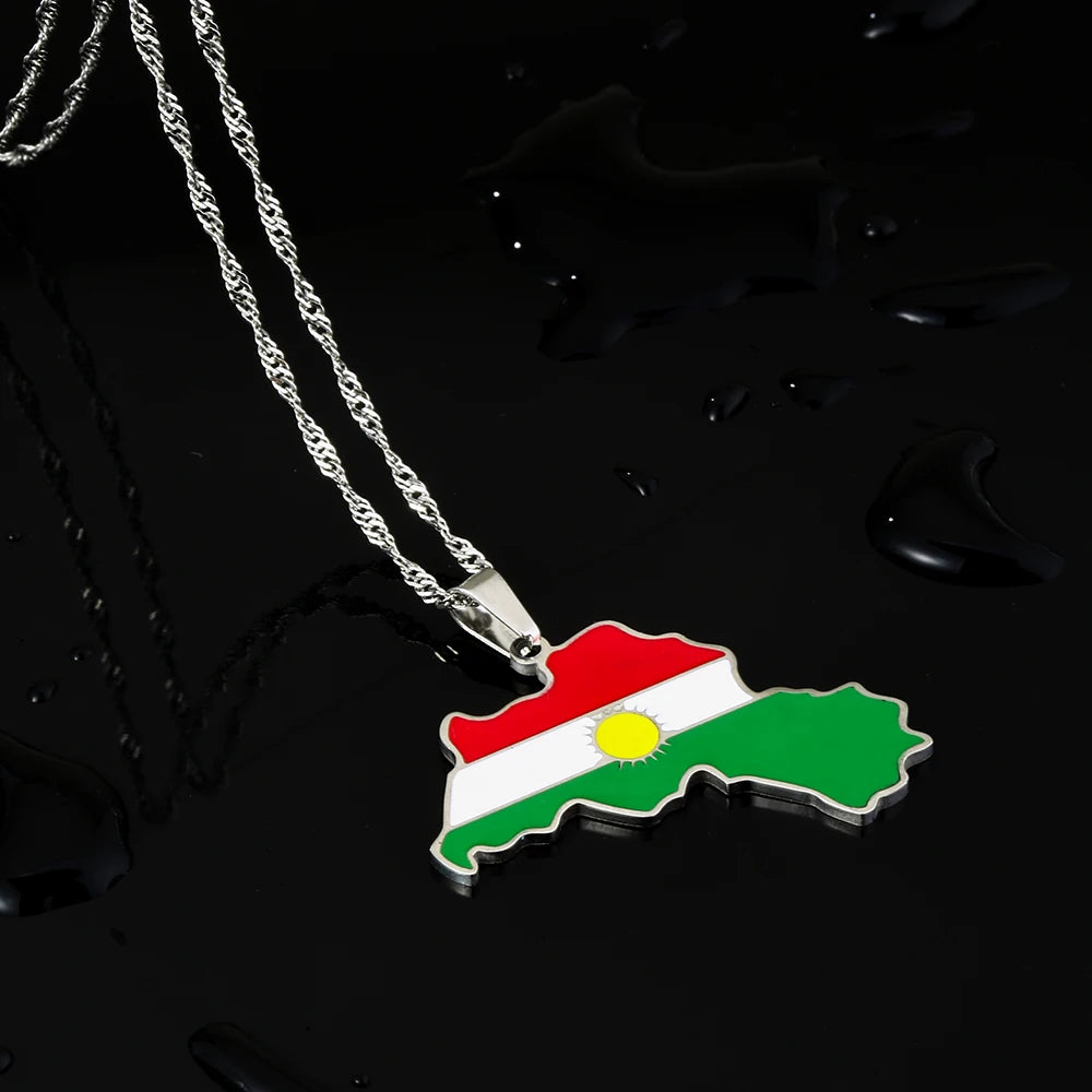 Kurdistan Map Pendant Necklace — Stainless Steel