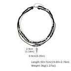 Multi-Layer Leather Pendant Necklace — Black