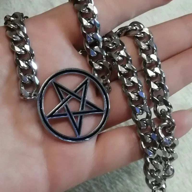 Pentagram Cuban Chain Necklace — Stainless