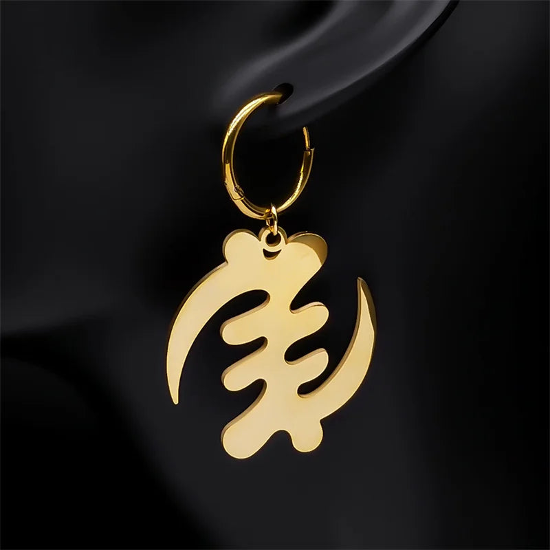 Africa Symbol Hoop Earrings — Stainless Steel
