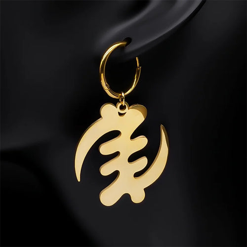 Africa Symbol Hoop Earrings — Stainless Steel