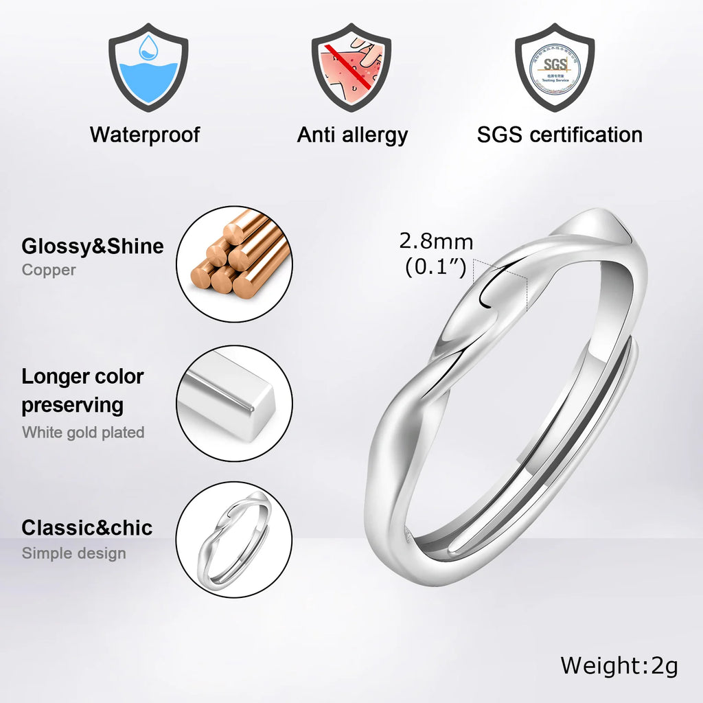 Minimal Mobius Twisted Ring — Stainless Steel