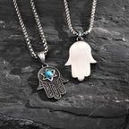 Turquoise Hexagram Pendant Necklace — Stainless Steel