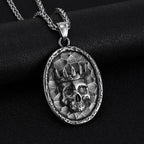 Crown Skeleton Pendant Necklace — Stainless Steel