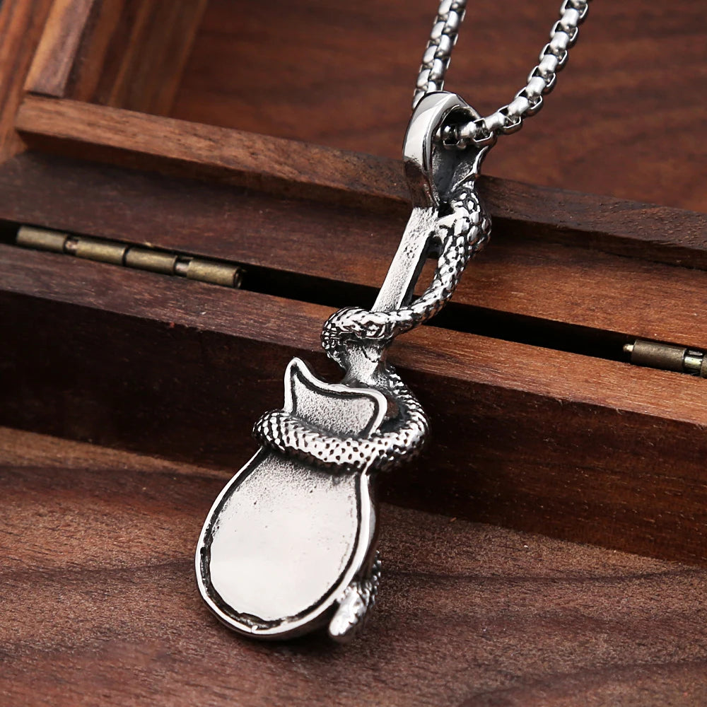 Guitar Steel Pendant Retro Snake 316L