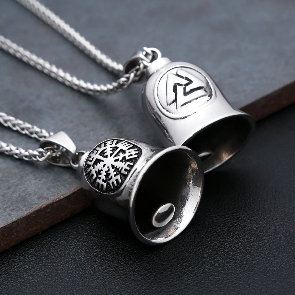 Vintage Bell Charm Amulet Necklace — Stainless Steel