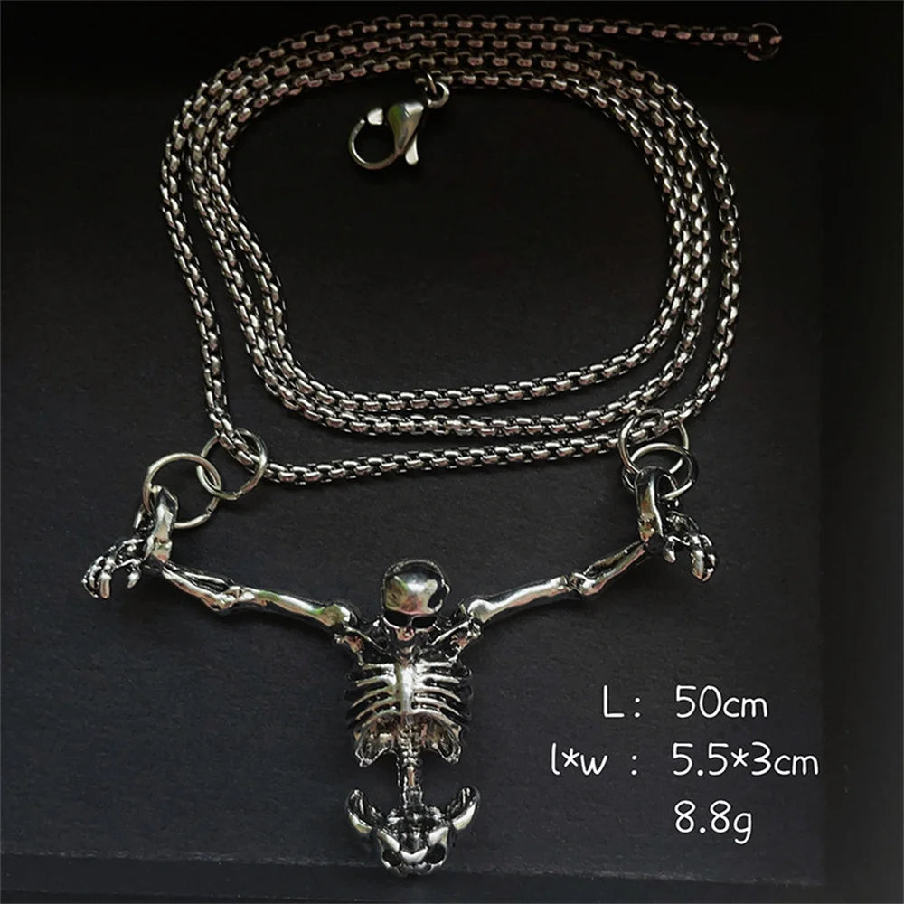 Skull Bicycle Pendant Necklace — Gothic