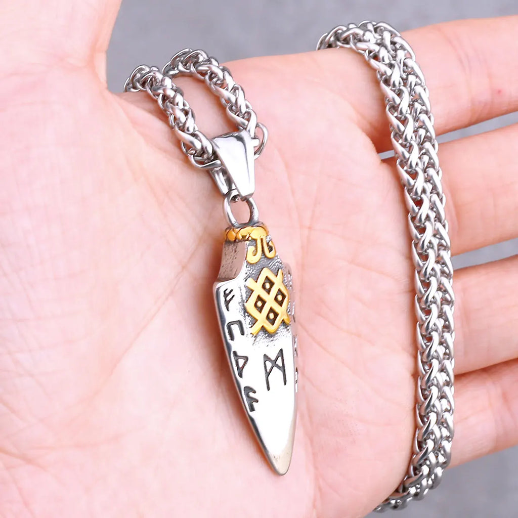 Odin Rune Vegvisir Pendant Necklace — Stainless Steel