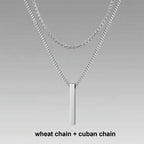 Vertical Bar Rope Cuban Chain Pendant — SS