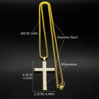 Trendy Cross Rhinestone Pendant Necklace For Women Men Stainless Steel Silver Color Religion Catholic Chain Jewelry
