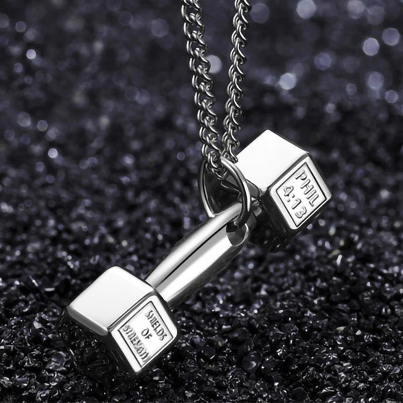 Silver Minimal Dumbbell Pendant Necklace