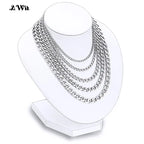 AWit Punk Size 2-7mm Mens Curb Cuban Link Chain Stainless Steel Necklace Women Silver Color Male Jewelry Gifts For Hiphop Boy