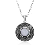 10MM Stone Silver Pendant Necklace