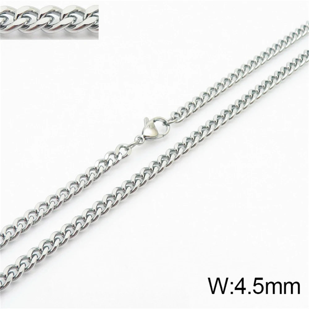 Punk Curb Cuban Link Chain Men Women Stainless Steel Long Necklace Fashion Tide Hip Hop Sweater Accessories Party Jewelry Gifts