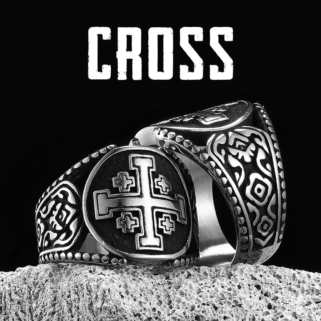 Jerusalem Cross Ring — Stainless Steel
