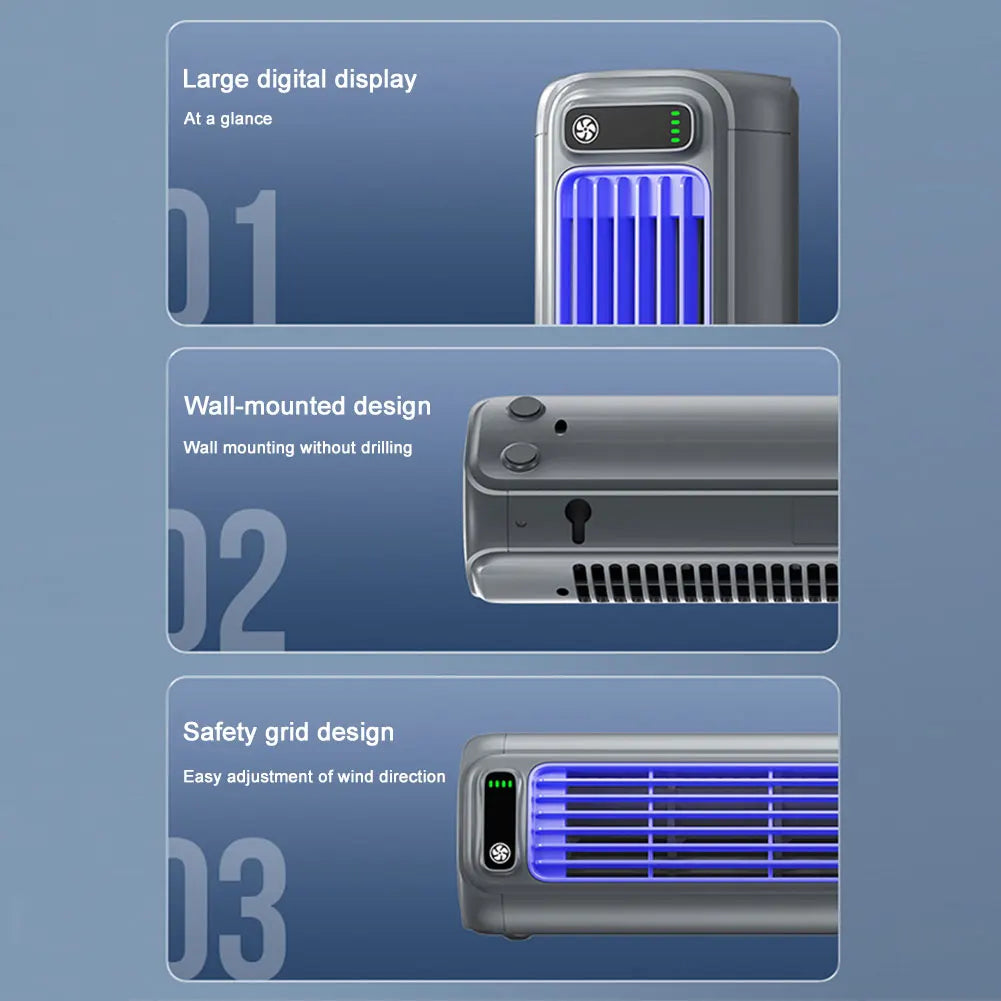 5V Tower Fan USB Charging Portable Air Conditioner Electric Wall Mount/Standing Fan Bladeless Summer Fan for Home