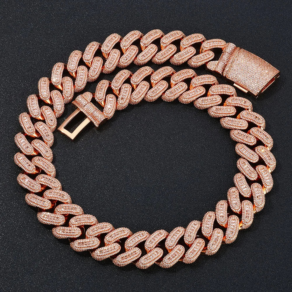 Rose Gold Cuban Chain Necklace Iced Out 29MM